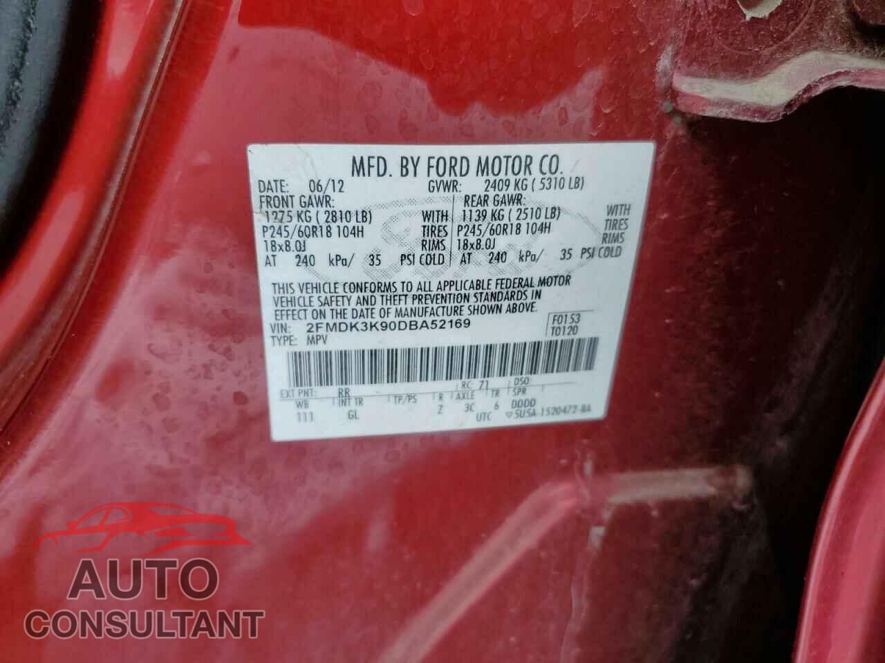 FORD EDGE 2013 - 2FMDK3K90DBA52169