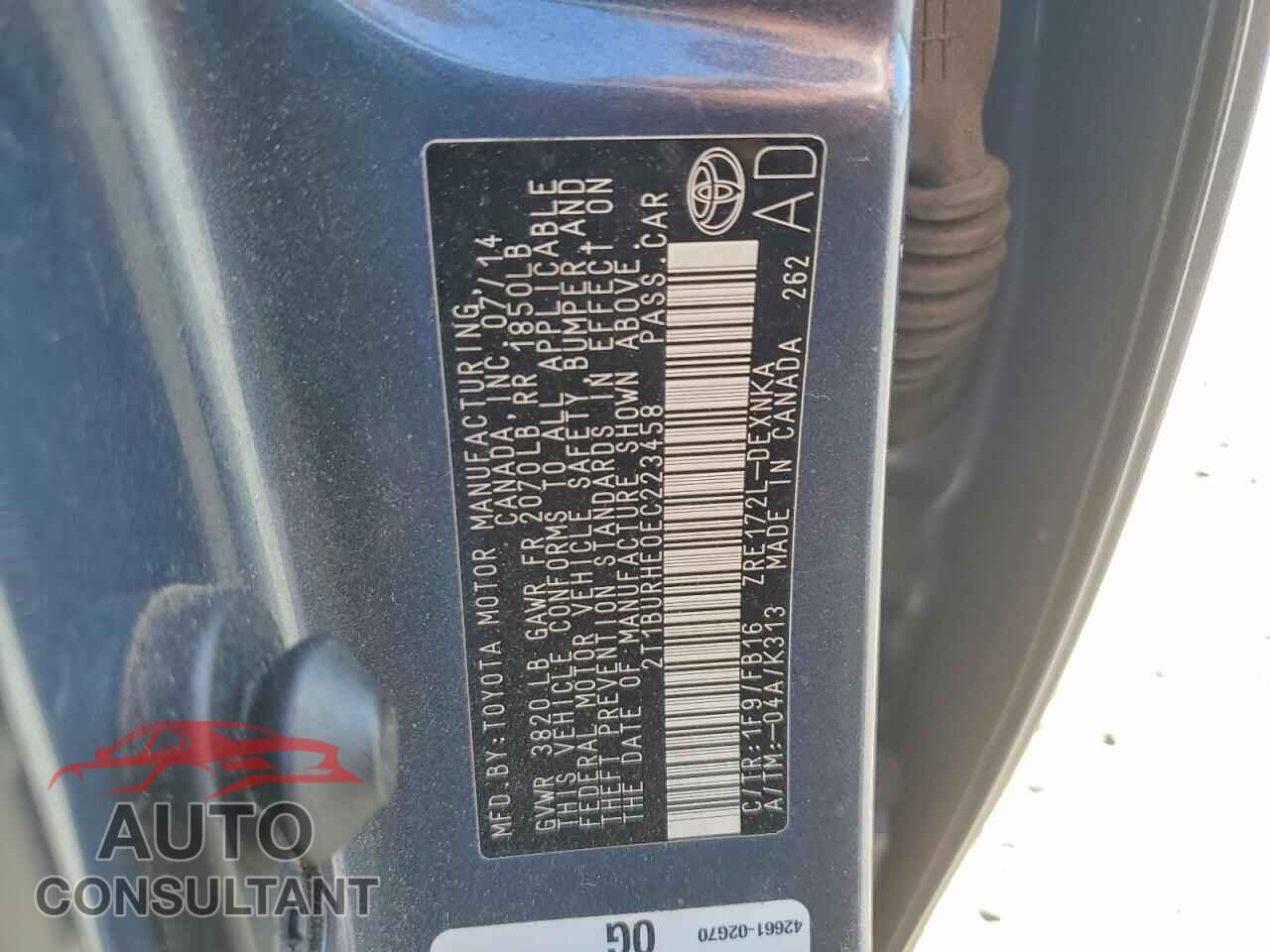 TOYOTA COROLLA 2014 - 2T1BURHE0EC223458