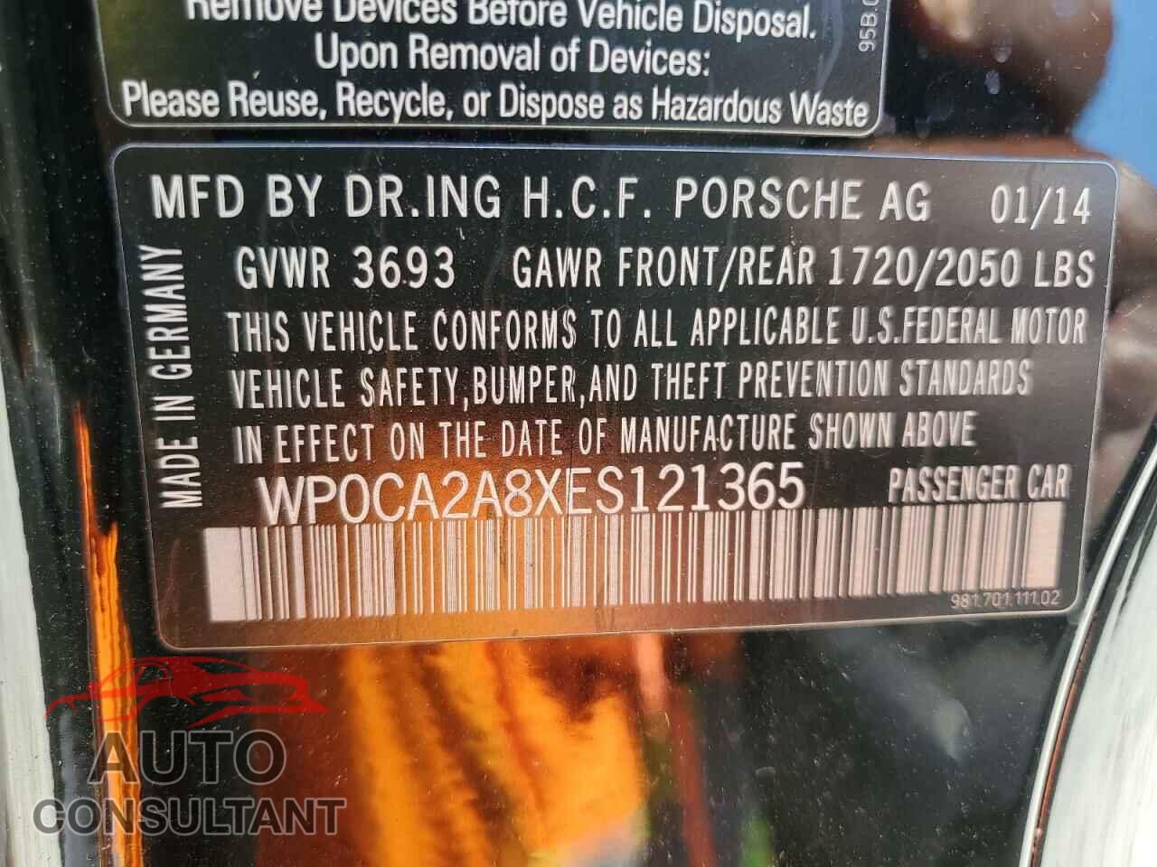 PORSCHE BOXSTER 2014 - WP0CA2A8XES121365