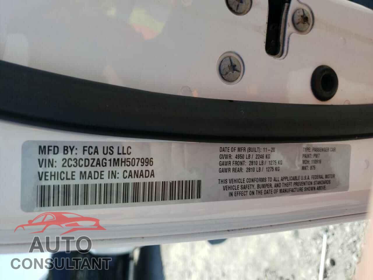 DODGE CHALLENGER 2021 - 2C3CDZAG1MH507996