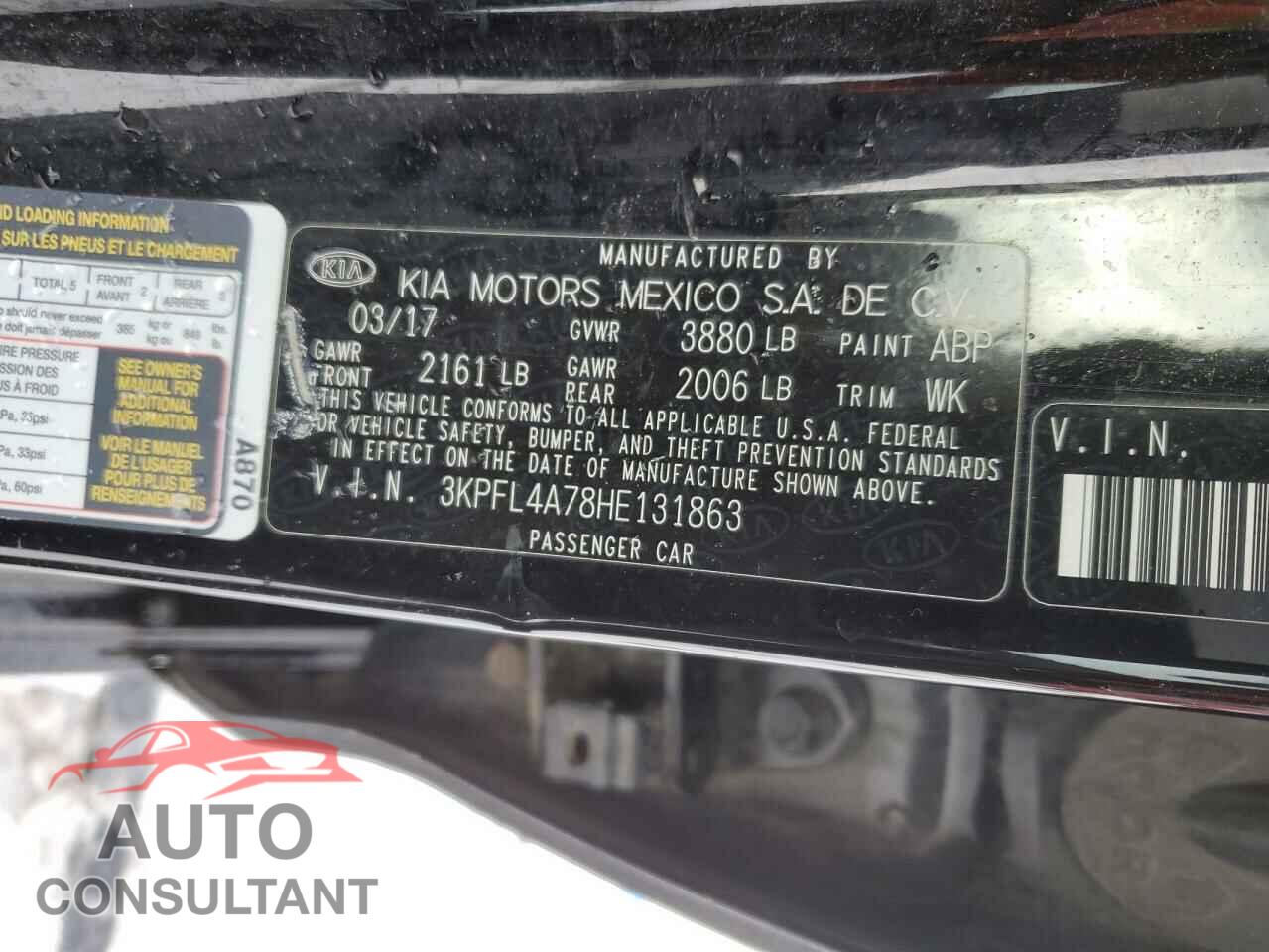 KIA FORTE 2017 - 3KPFL4A78HE131863