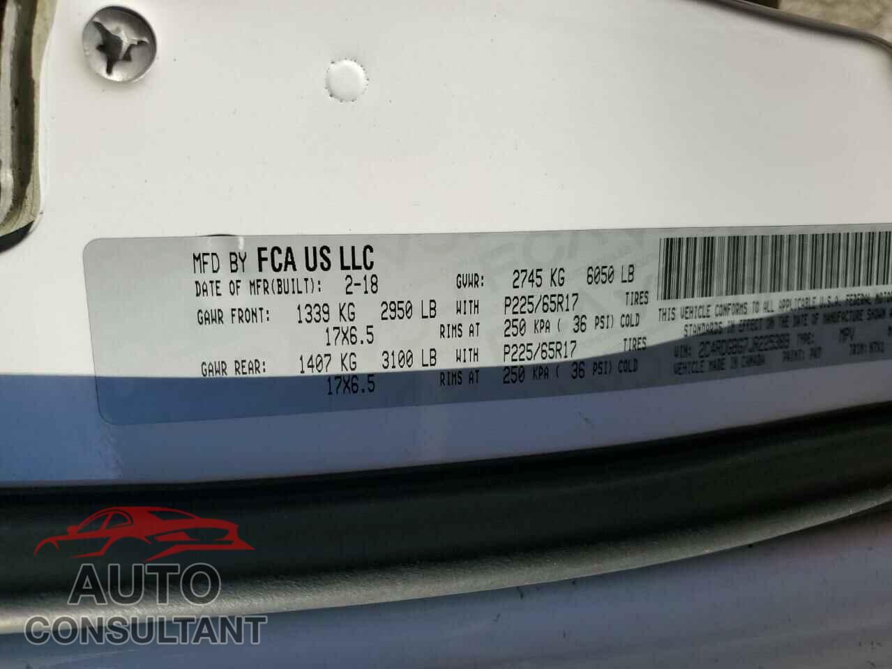 DODGE CARAVAN 2018 - 2C4RDGBG7JR225389