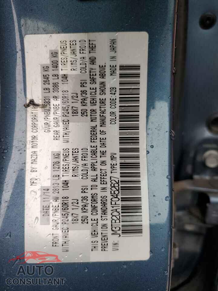 MAZDA CX-9 2015 - JM3TB2CA1F0452627