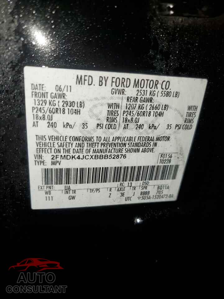 FORD EDGE 2011 - 2FMDK4JCXBBB52876