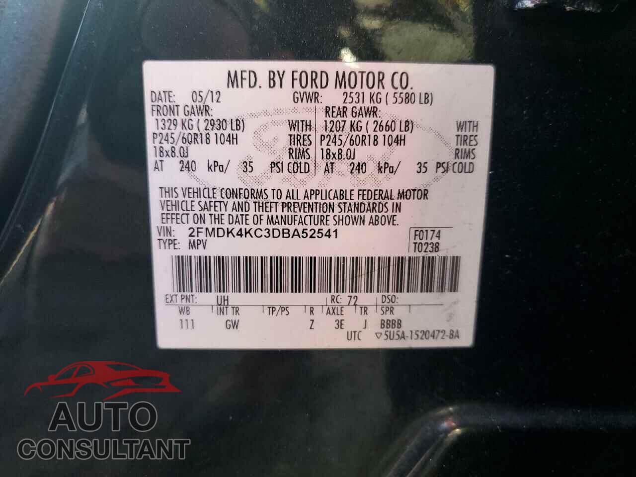FORD EDGE 2013 - 2FMDK4KC3DBA52541