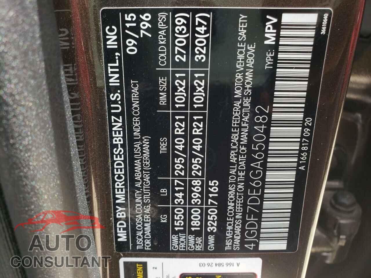 MERCEDES-BENZ GL-CLASS 2016 - 4JGDF7DE6GA650482