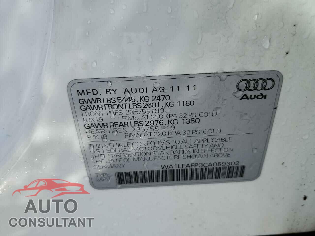 AUDI Q5 2012 - WA1LFAFP3CA059302