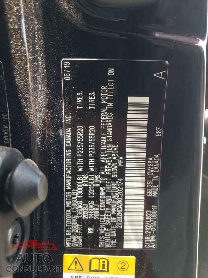 LEXUS RX350 2019 - 2T2BZMCA2KC202174
