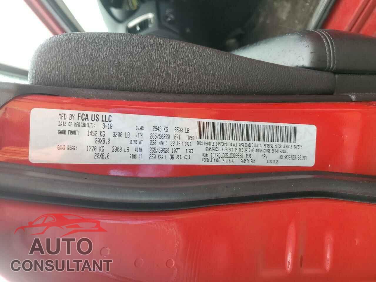 DODGE DURANGO 2018 - 1C4RDJDG5JC329558
