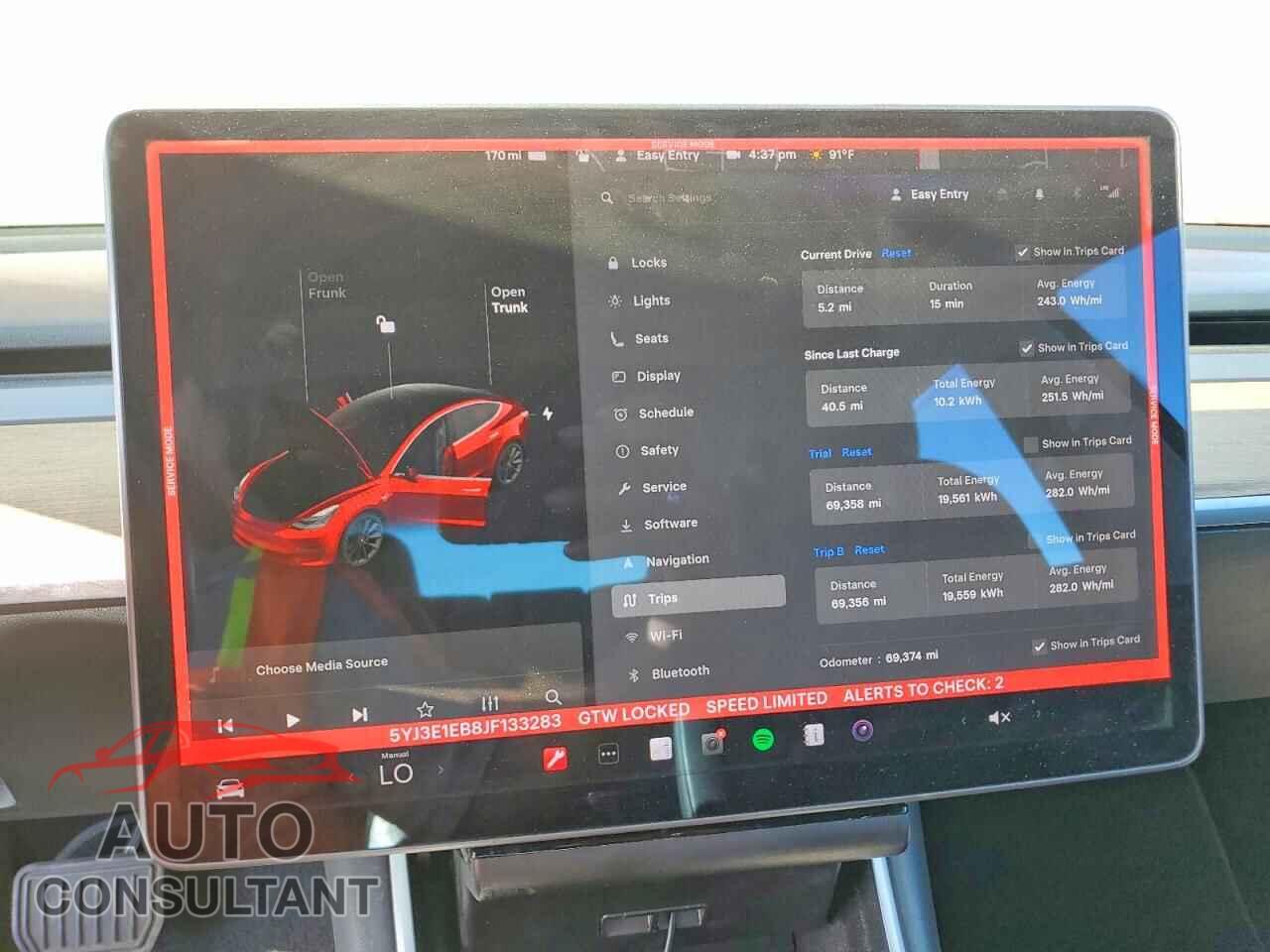 TESLA MODEL 3 2018 - 5YJ3E1EB8JF133283