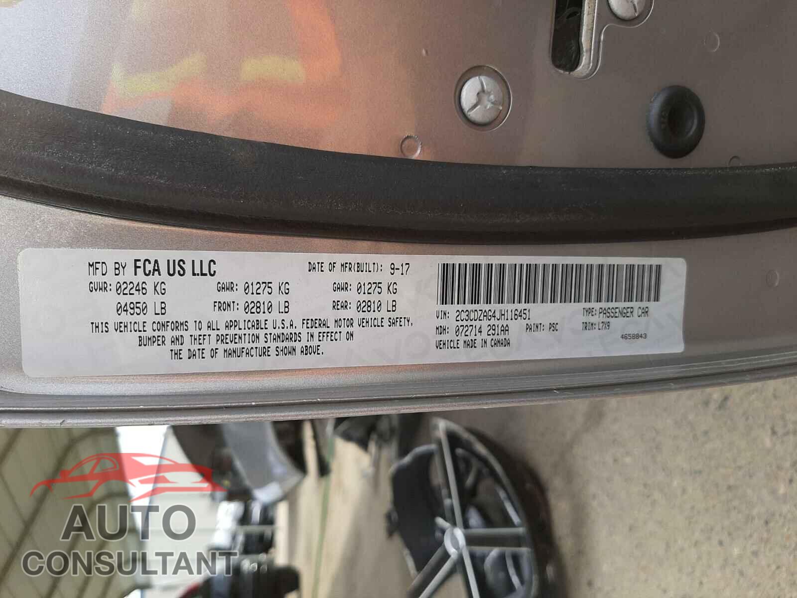 DODGE CHALLENGER 2018 - 2C3CDZAG4JH116451