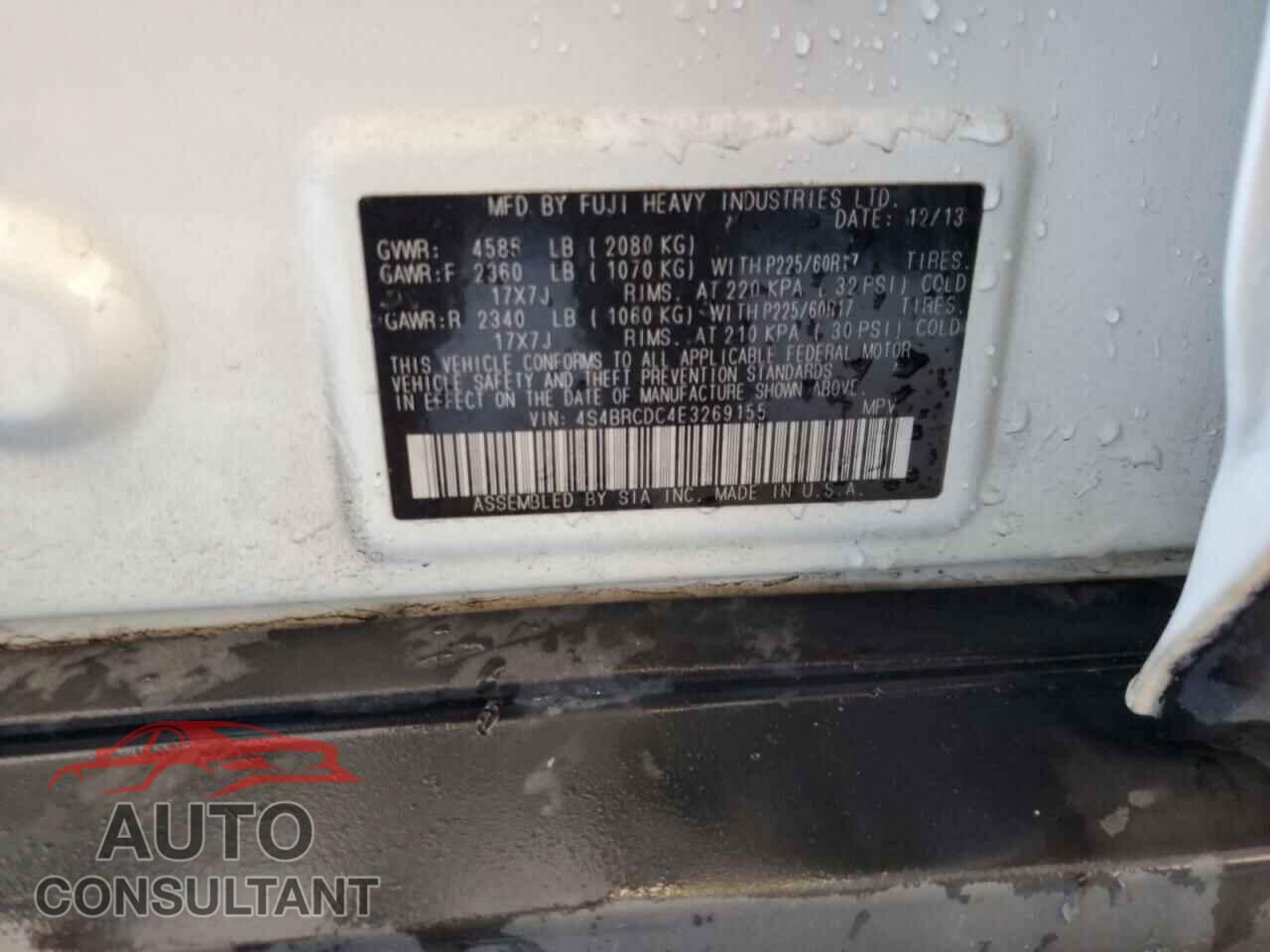 SUBARU OUTBACK 2014 - 4S4BRCDC4E3269155