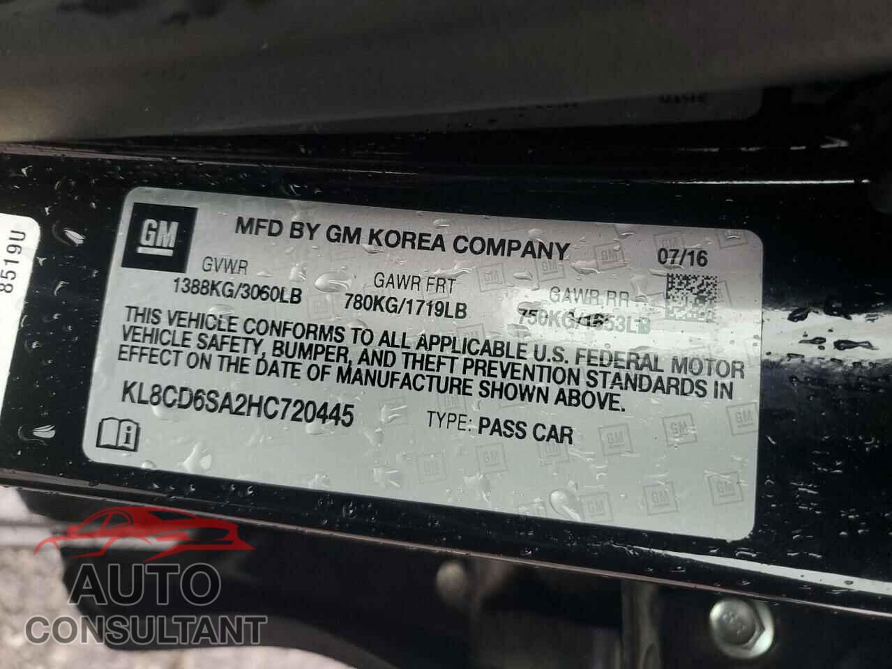 CHEVROLET SPARK 2017 - KL8CD6SA2HC720445