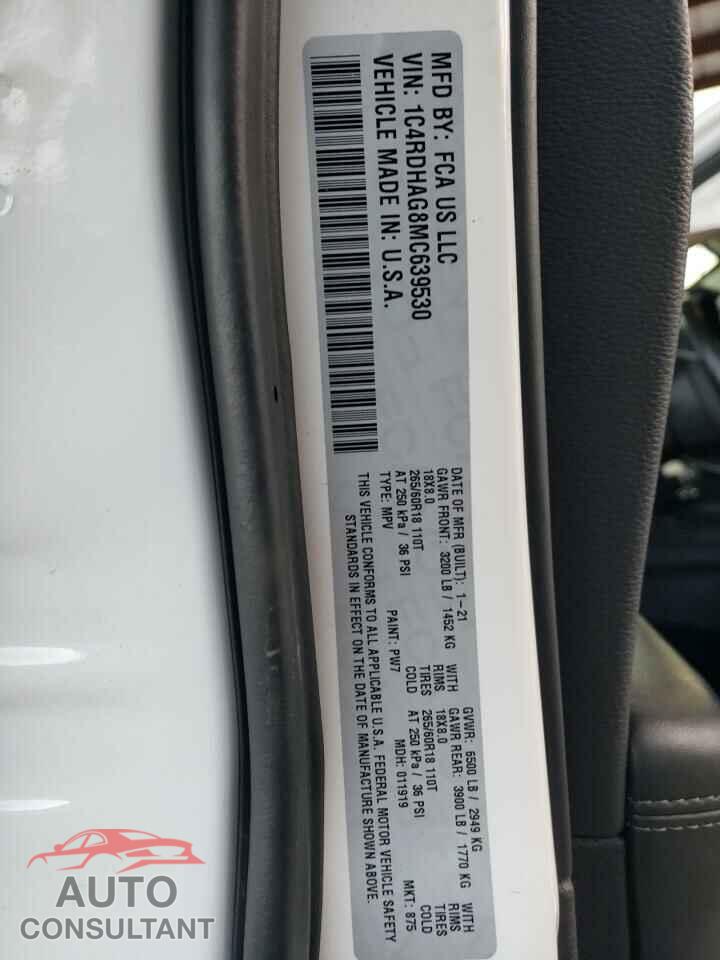 DODGE DURANGO 2021 - 1C4RDHAG8MC639530