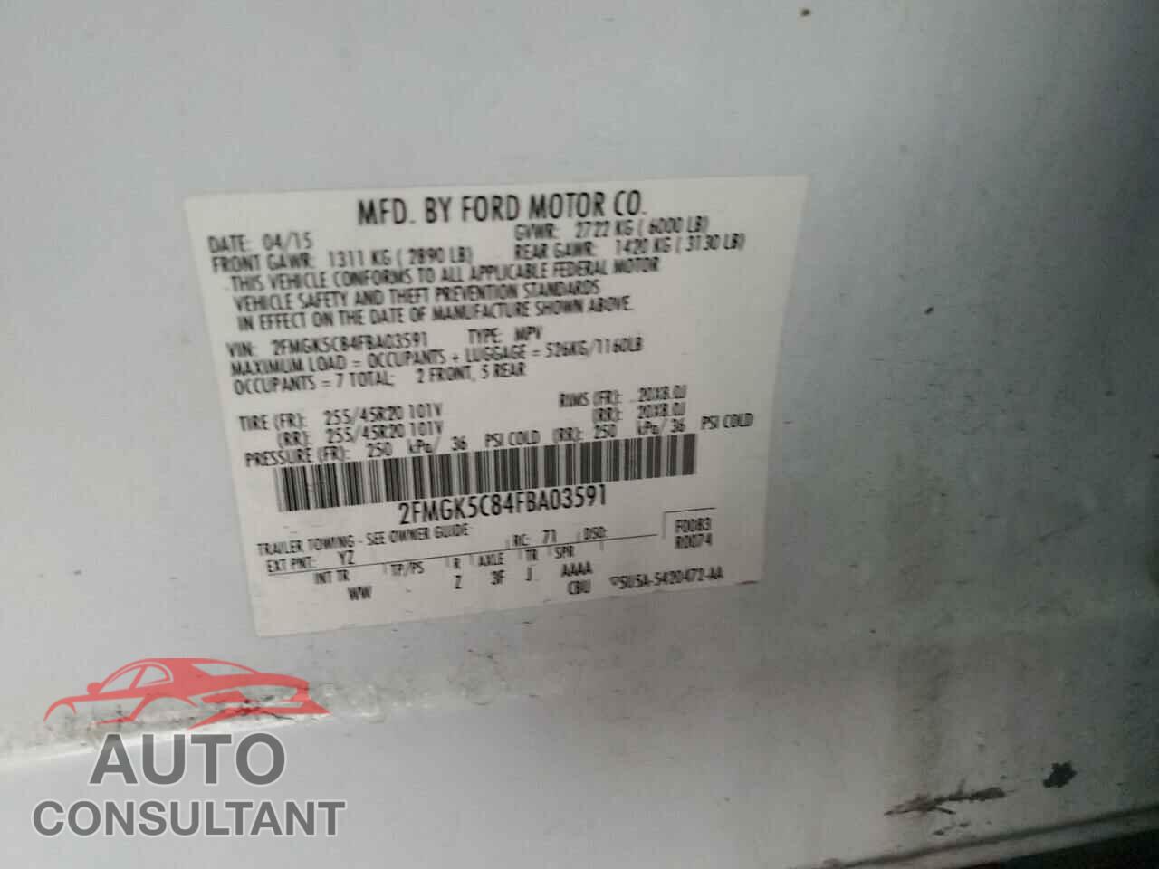 FORD FLEX 2015 - 2FMGK5C84FBA03591
