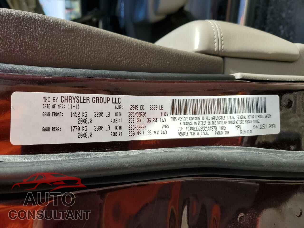 DODGE DURANGO 2012 - 1C4RDJDG9CC144979