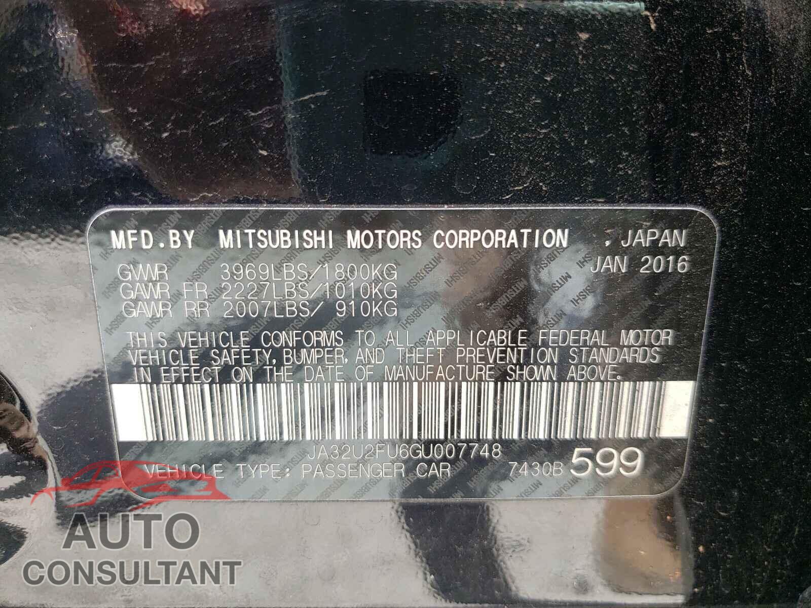 MITSUBISHI LANCER 2016 - JA32U2FU6GU007748