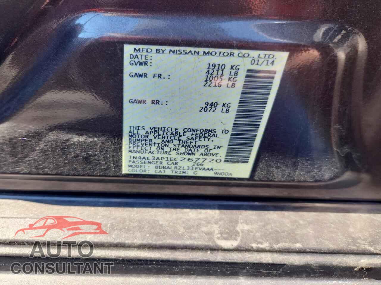 NISSAN ALTIMA 2014 - 1N4AL3AP1EC267720
