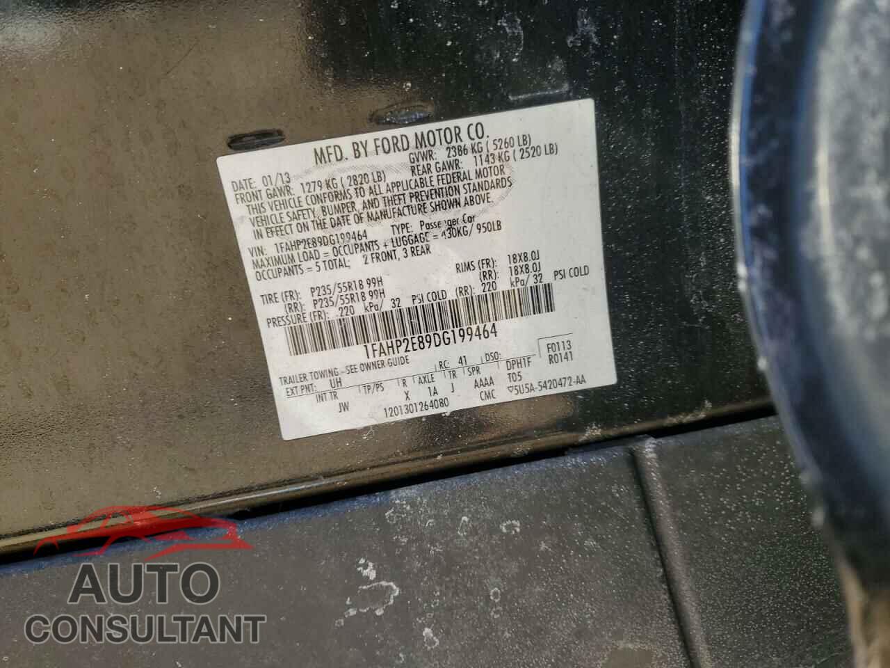 FORD TAURUS 2013 - 1FAHP2E89DG199464