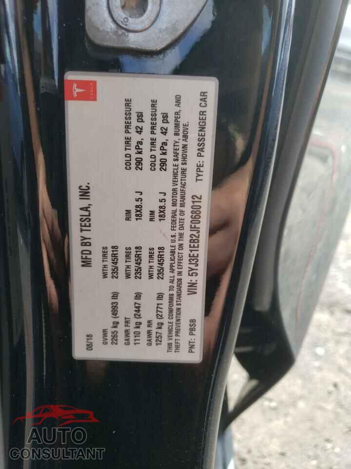 TESLA MODEL 3 2018 - 5YJ3E1EB2JF068012