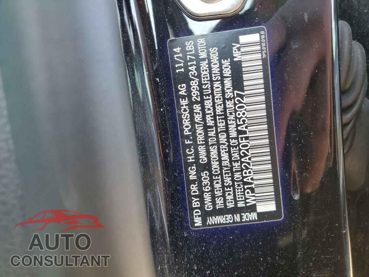 PORSCHE CAYENNE 2015 - WP1AB2A20FLA58027