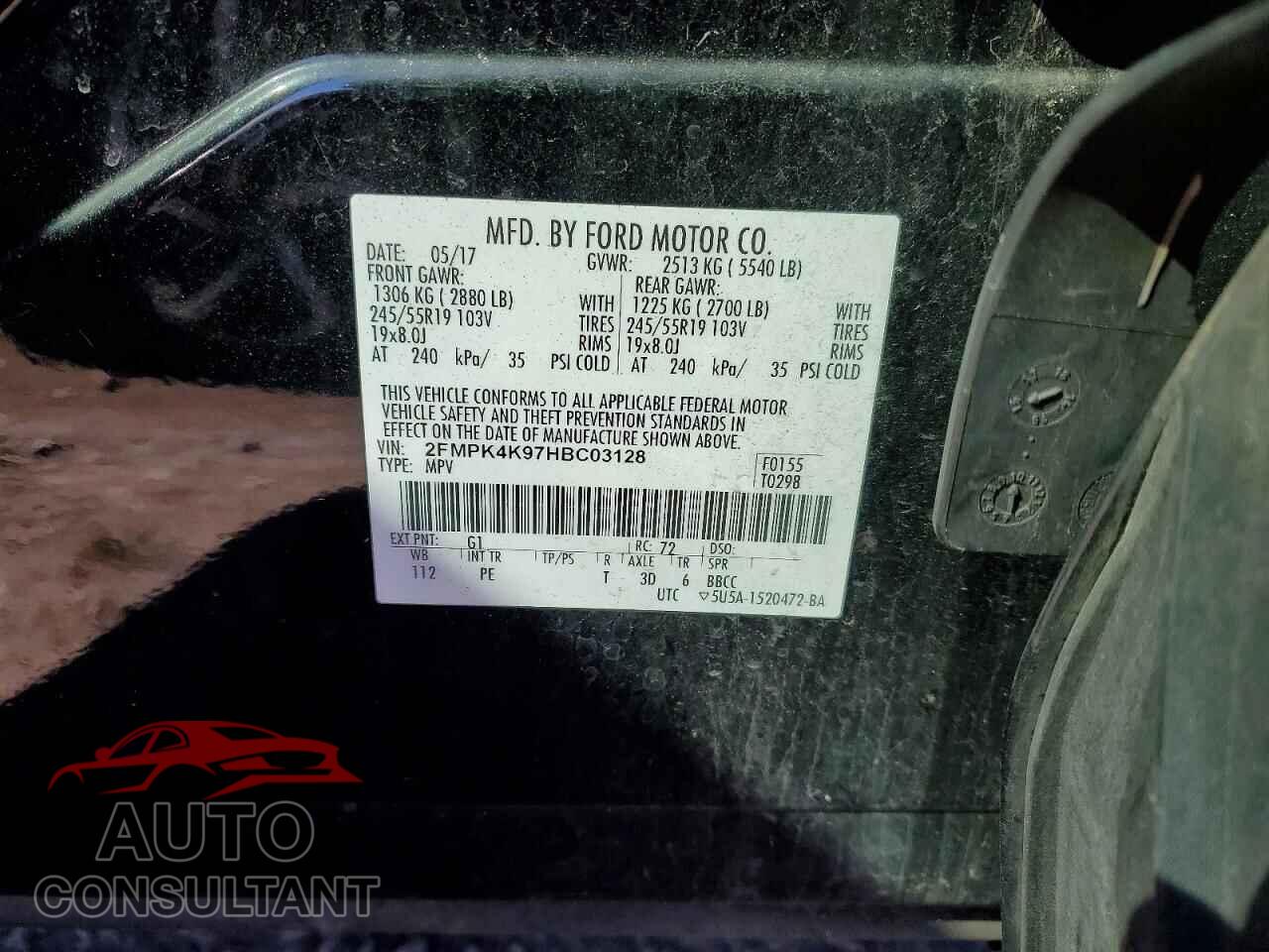 FORD EDGE 2017 - 2FMPK4K97HBC03128
