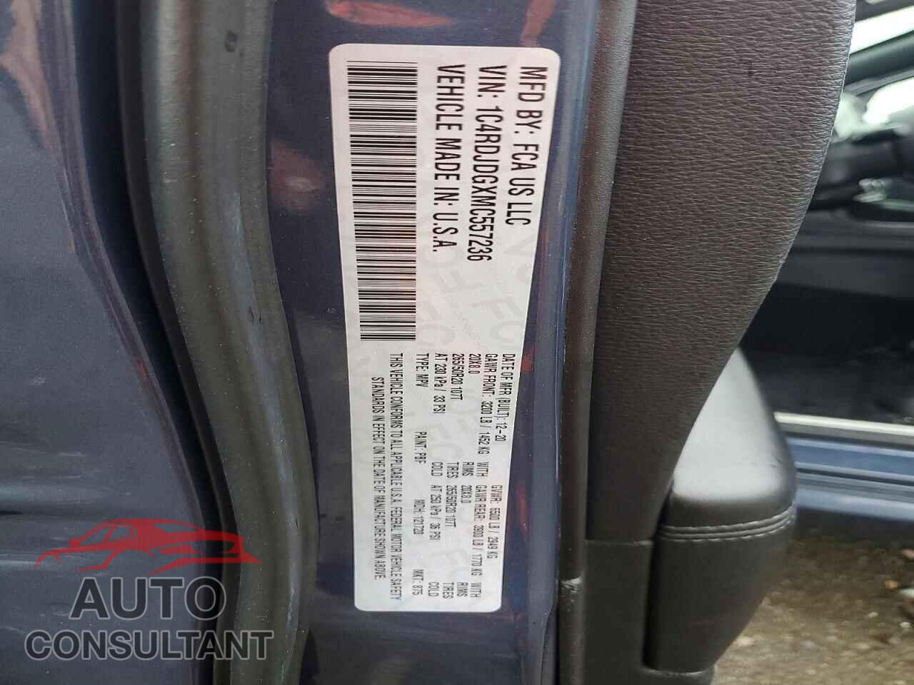 DODGE DURANGO 2021 - 1C4RDJDGXMC557236
