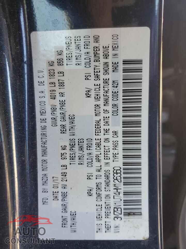 MAZDA 3 2017 - 3MZBN1U74HM126360