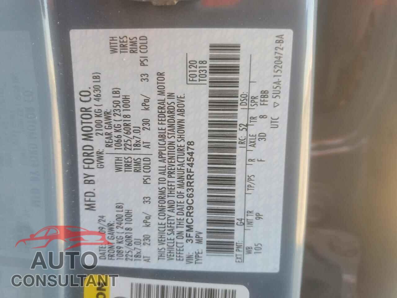 FORD BRONCO 2024 - 3FMCR9C63RRF45478