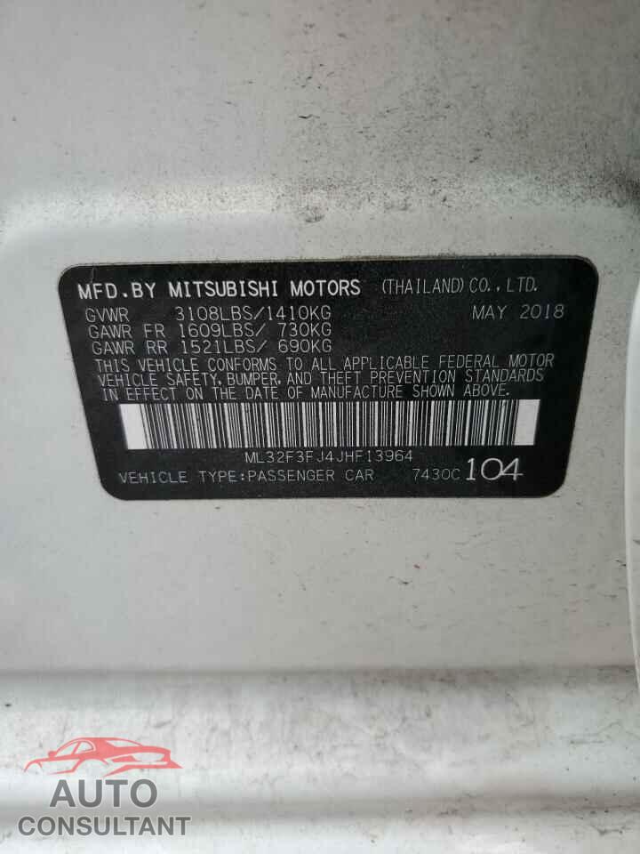 MITSUBISHI MIRAGE 2018 - ML32F3FJ4JHF13964