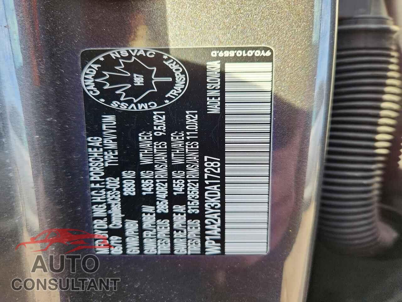 PORSCHE CAYENNE 2019 - WP1AA2AY3KDA17287