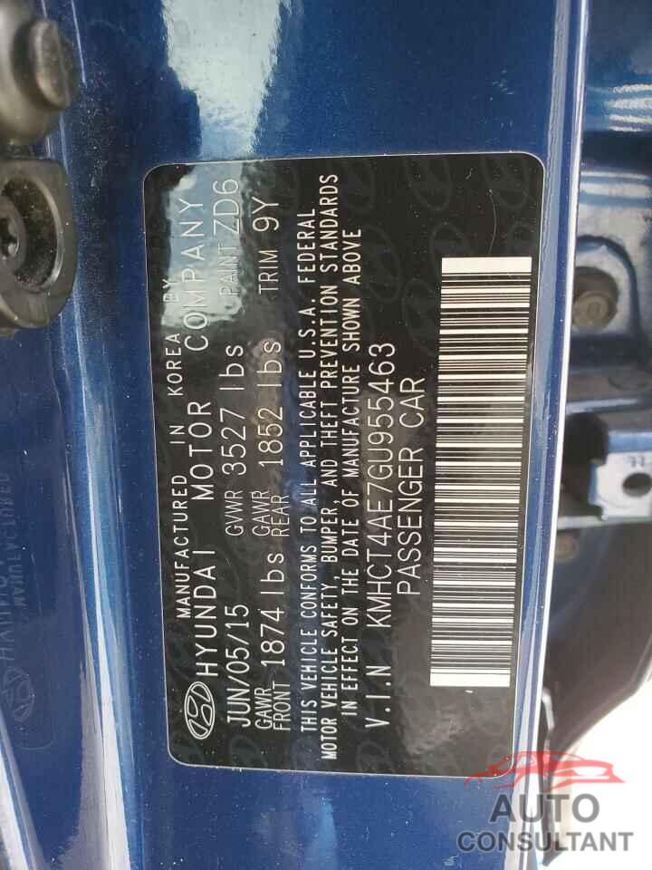 HYUNDAI ACCENT 2016 - KMHCT4AE7GU955463