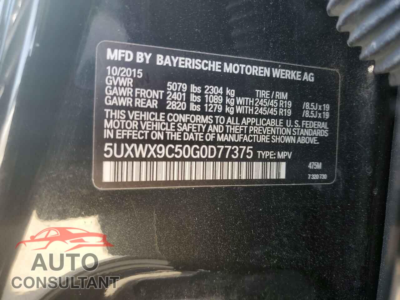 BMW X3 2016 - 5UXWX9C50G0D77375