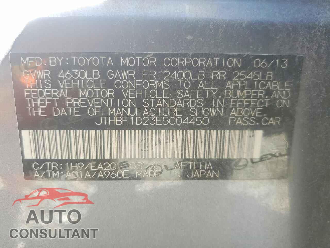 LEXUS IS 2014 - JTHBF1D23E5004450