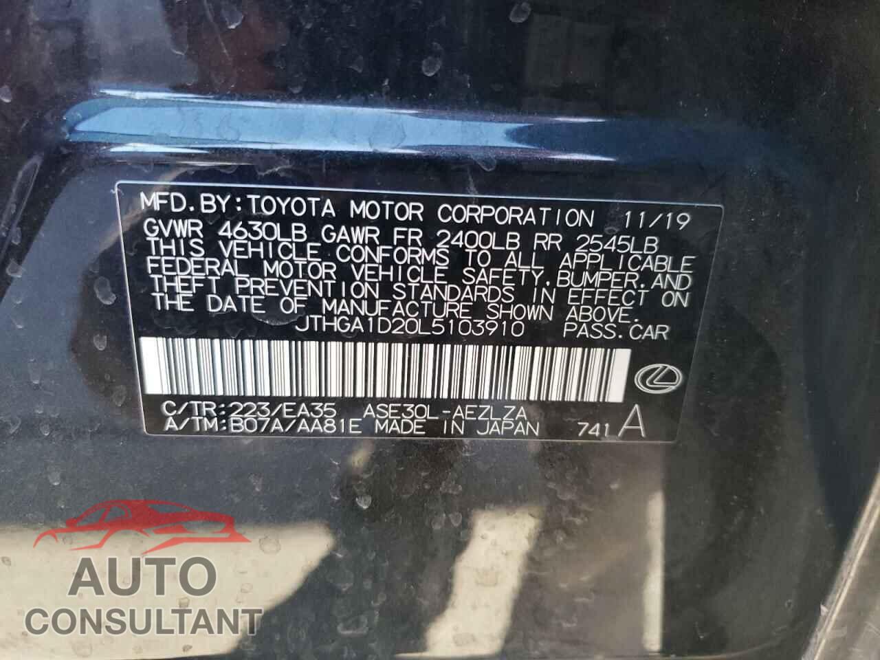 LEXUS IS 2020 - JTHGA1D20L5103910