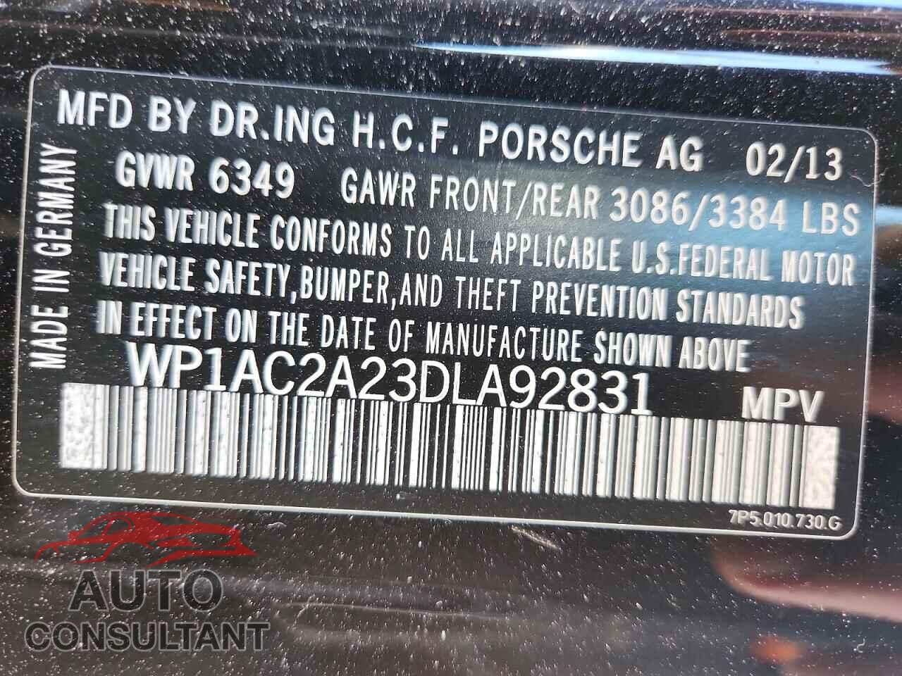 PORSCHE CAYENNE 2013 - WP1AC2A23DLA92831