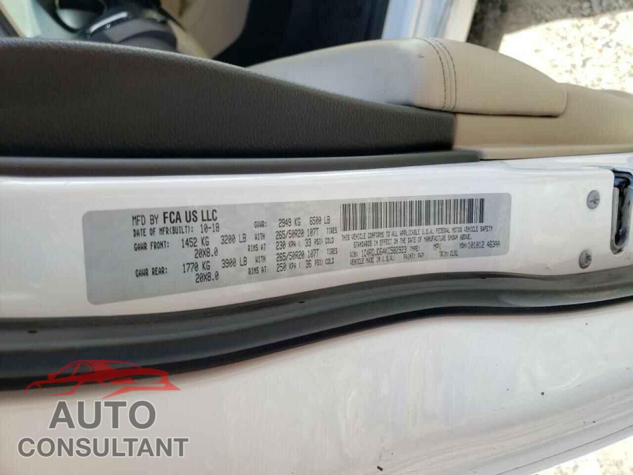 DODGE DURANGO 2019 - 1C4RDJDG4KC582923