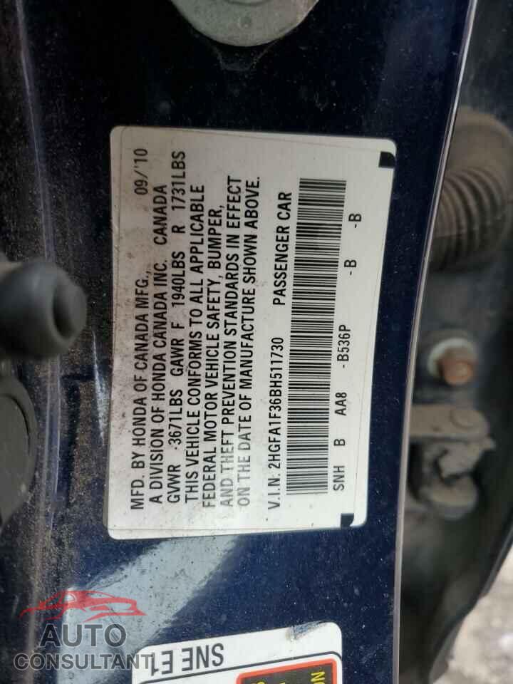 HONDA CIVIC 2011 - 2HGFA1F36BH511730