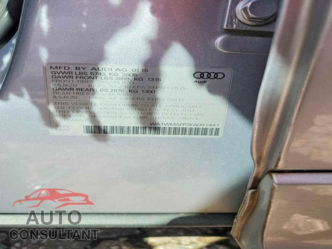 AUDI Q5 2015 - WA1WMAFP2FA091441