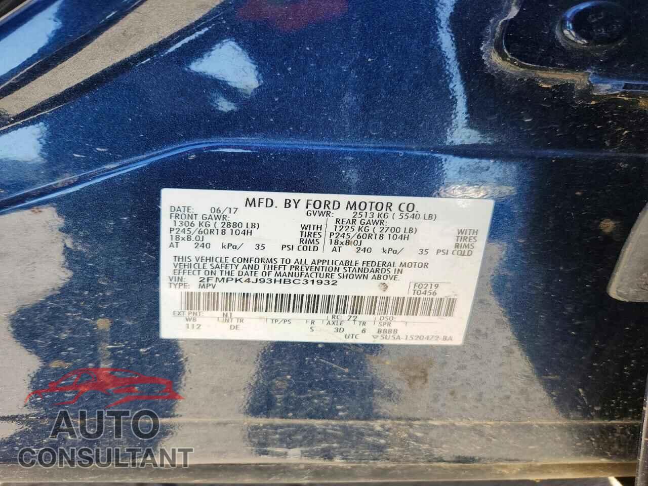 FORD EDGE 2017 - 2FMPK4J93HBC31932