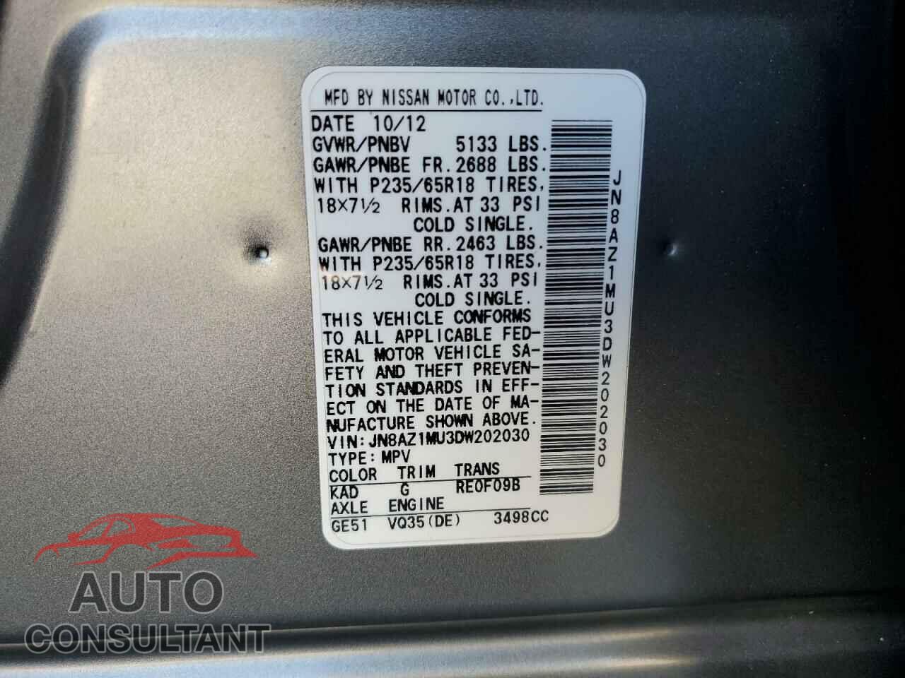 NISSAN MURANO 2013 - JN8AZ1MU3DW202030