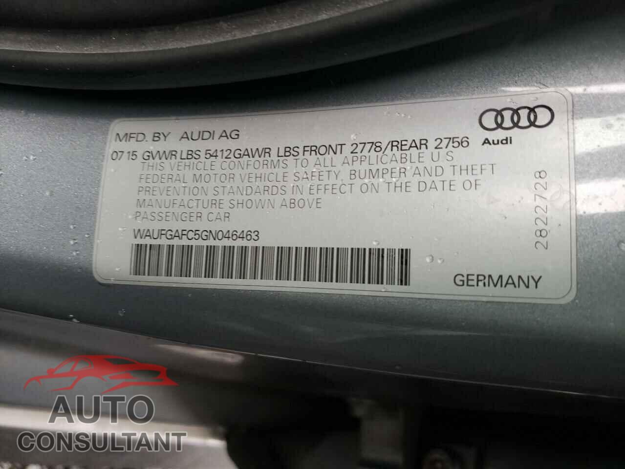 AUDI A6 2016 - WAUFGAFC5GN046463