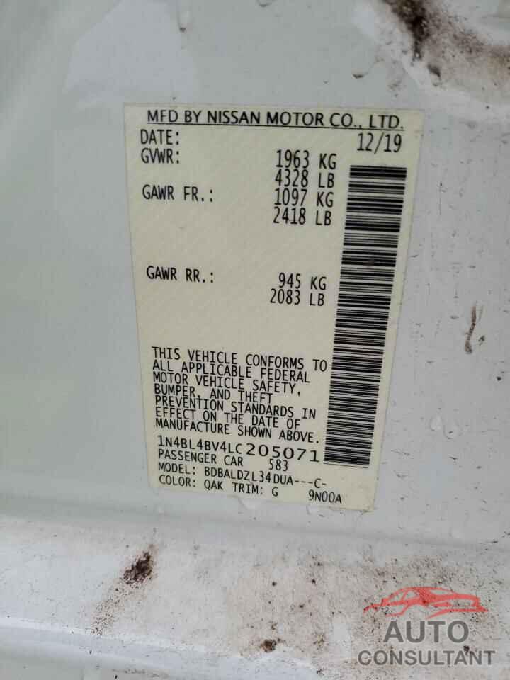 NISSAN ALTIMA 2020 - 1N4BL4BV4LC205071