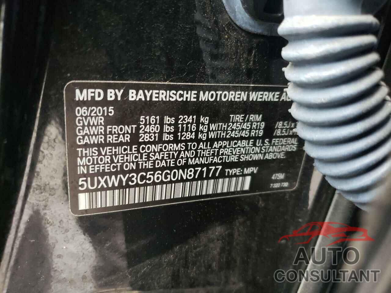 BMW X3 2016 - 5UXWY3C56G0N87177