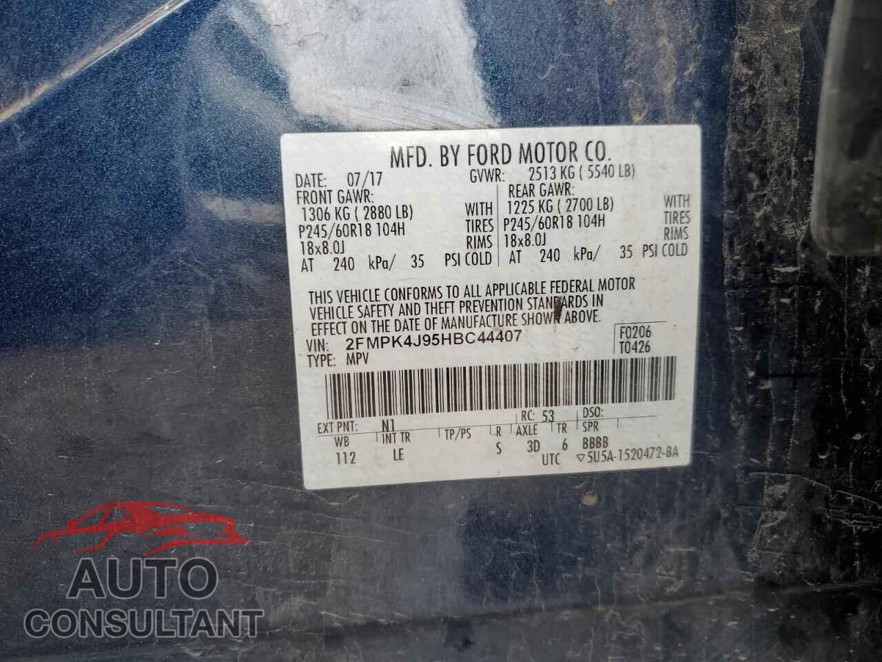 FORD EDGE 2017 - 2FMPK4J95HBC44407