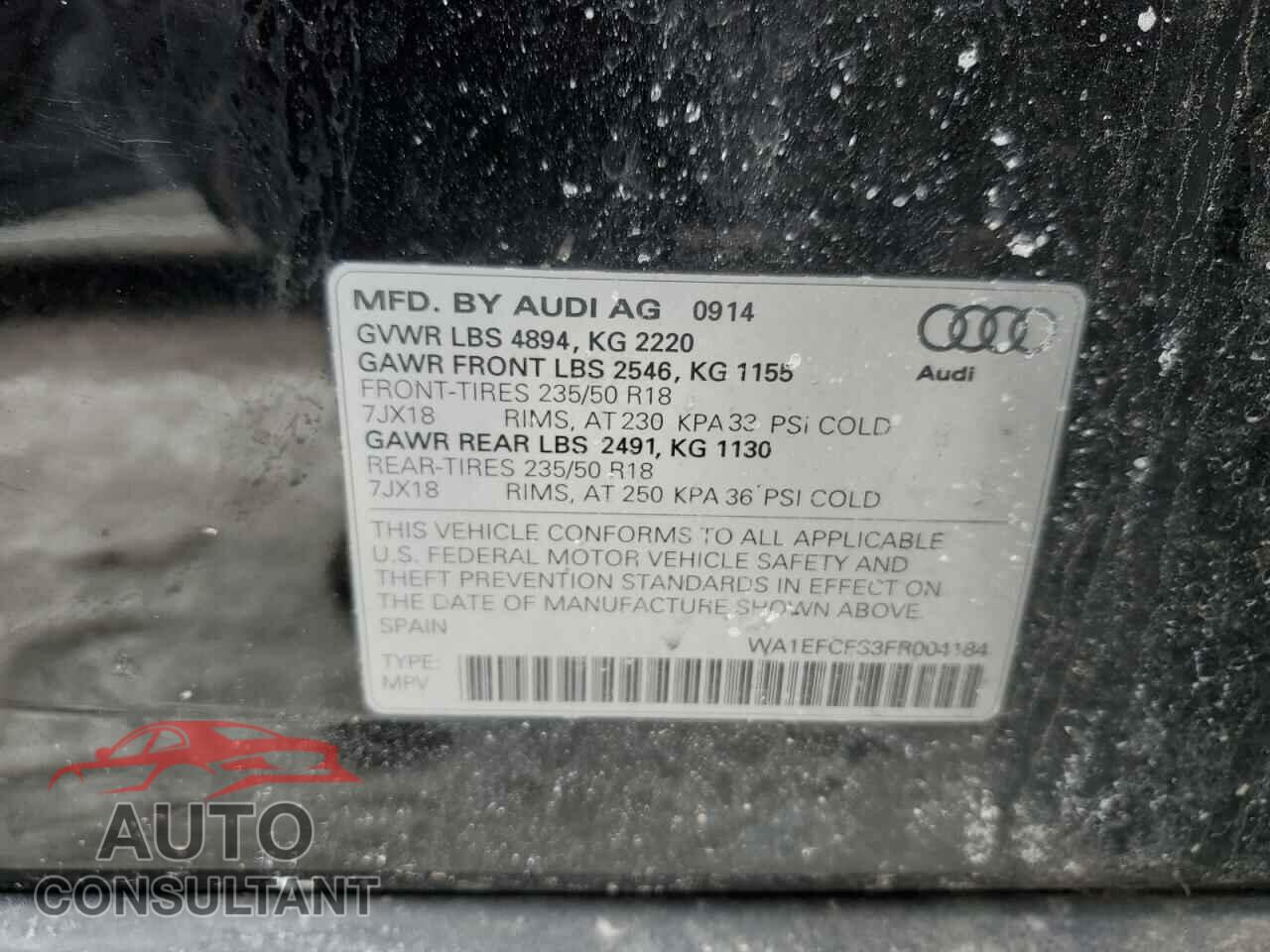 AUDI Q3 2015 - WA1EFCFS3FR004184