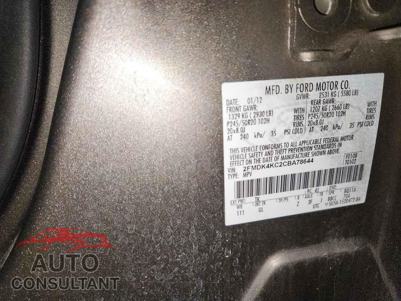 FORD EDGE 2012 - 2FMDK4KC2CBA78644