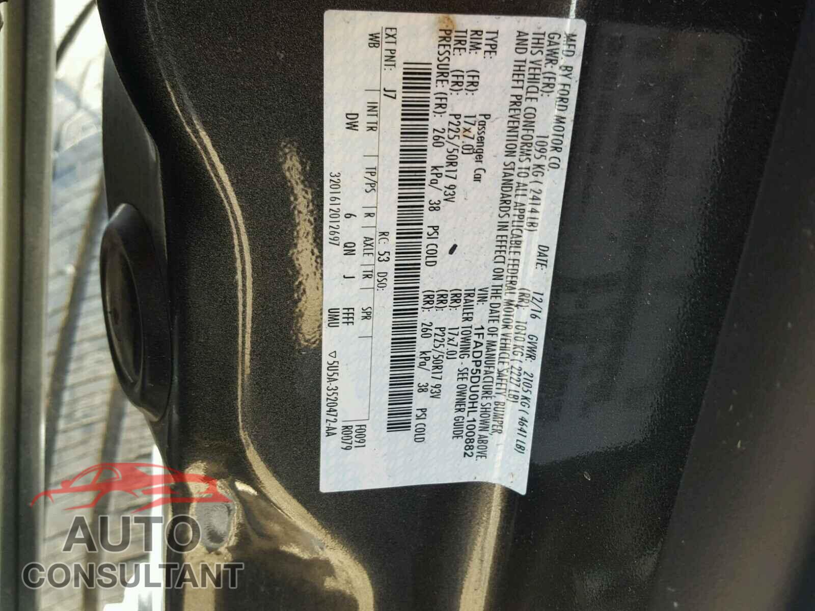 FORD CMAX 2017 - 1FADP5DU0HL100882