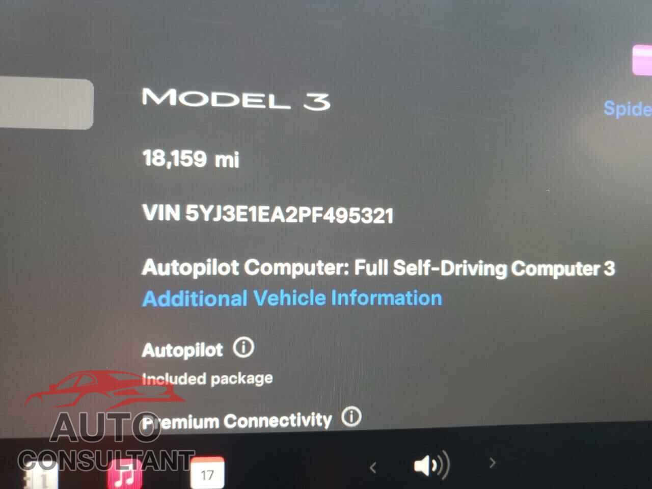 TESLA MODEL 3 2023 - 5YJ3E1EA2PF495321