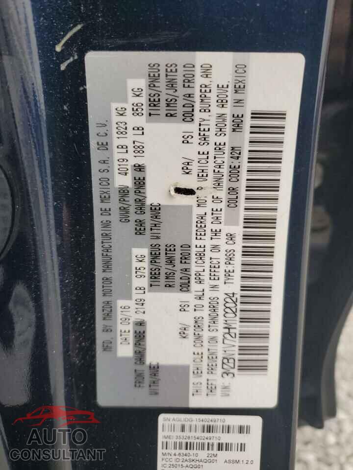 MAZDA 3 2017 - 3MZBN1V72HM102024